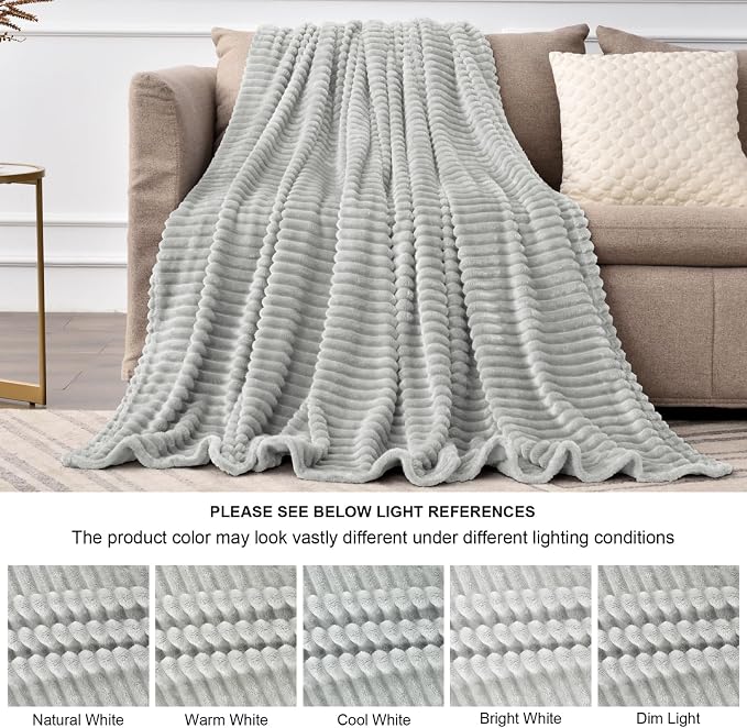 BEDELITE Fleece Blanket Twin Size – 3D Ribbed Jacquard Soft and Warm Decorative - Image 6