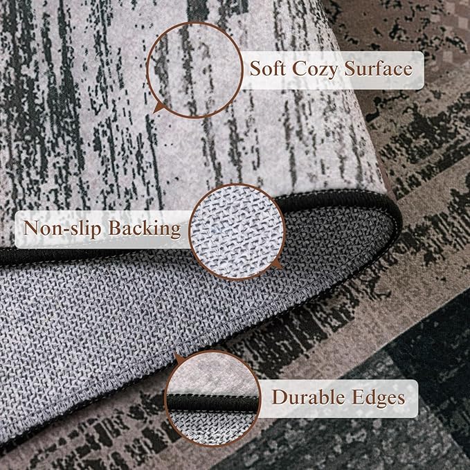 LIANLAM 3x5 Washable Area Rugs for Living Room and Bedroom, Vintage Checkered - Image 7