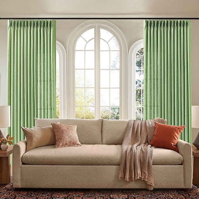 Sage Green Pinch Pleated 84 Inch Curtains - Image 5
