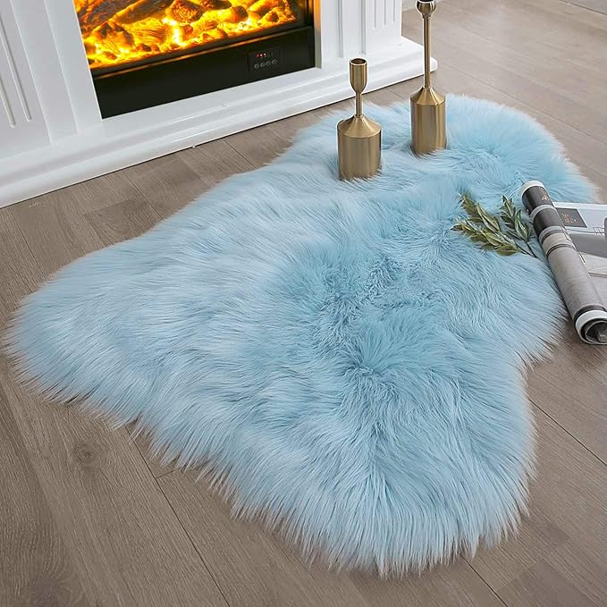 Ashler faux fur rug, Fluffy Shaggy Area Rug Ultra Soft 2 x 3 Feet Sheepskin Fur by AshlerHomeDeco
