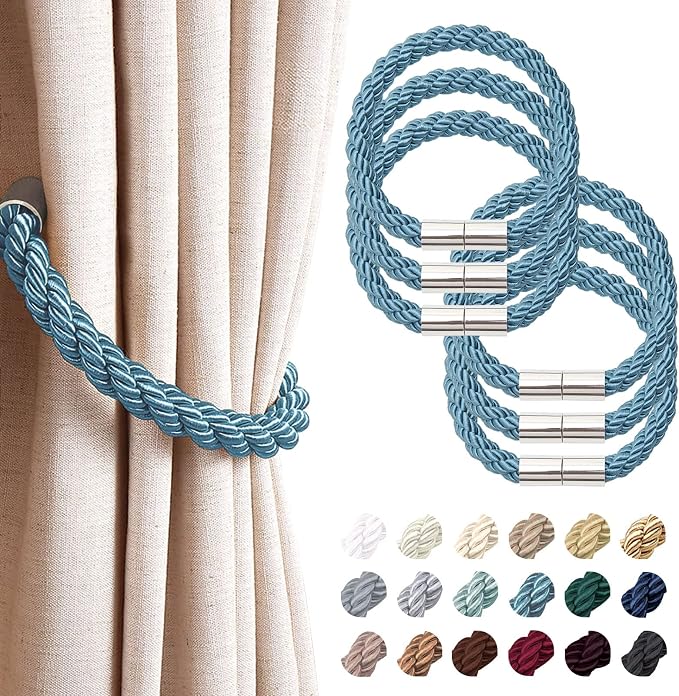 NICEEC 6 Pack Strong Magnetic Curtain Tiebacks Modern Simple Style Drape Tie by NICEEC