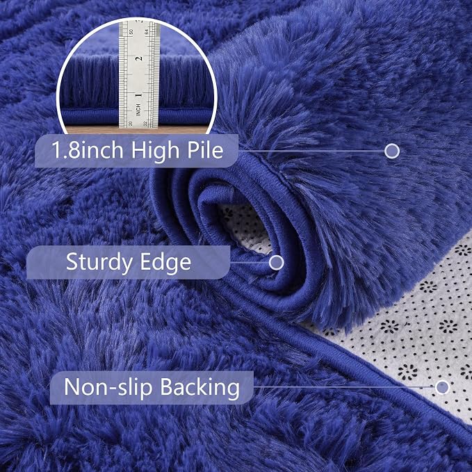 6x9 Large Royal Blue Fluffy Soft Area Rug Non-Slip - Image 6