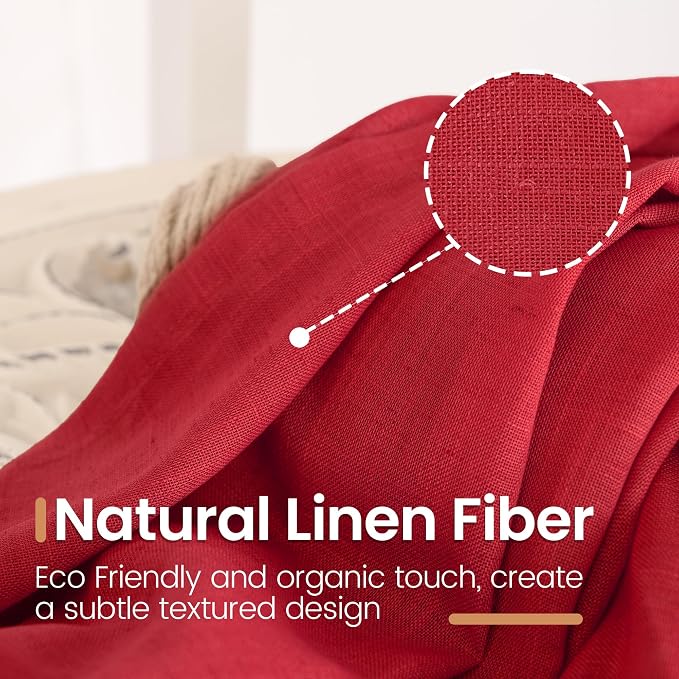 BGment Red Linen Curtains 72 Inches Long - Image 4