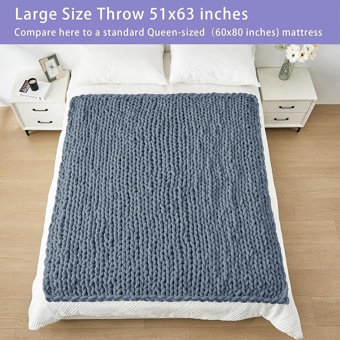 Bigacogo Chunky Knit Throw Blanket - Image 5