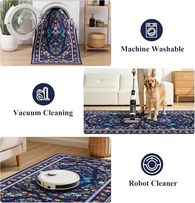 HEBE Washable Hallway Runner Rug 2'x 6' Non Slip Kitchen Rugs Runner, Low Pile - Image 5