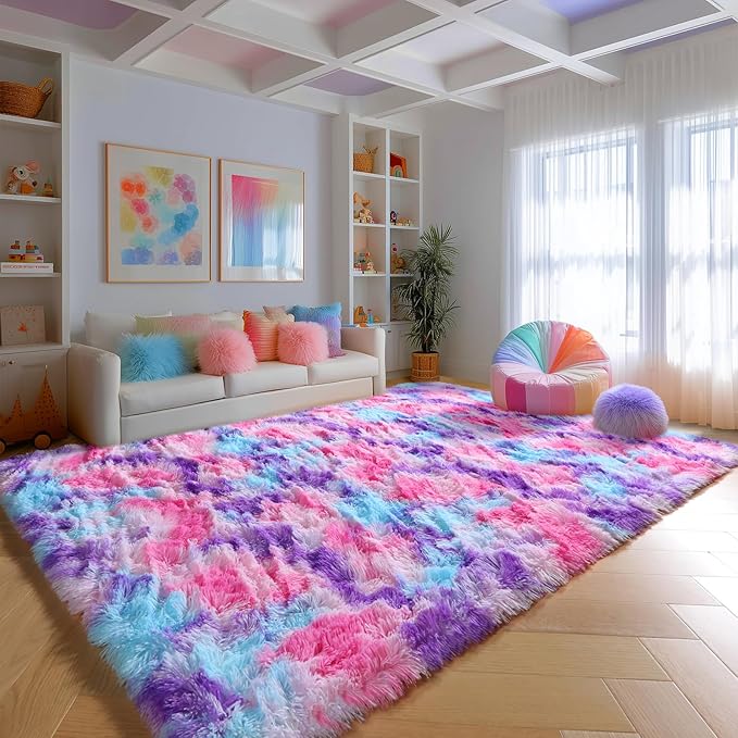 Ultra Soft Rainbow Rugs for Bedroom Girls 3x5 Ft, Colorful Princess Carpet | - Image 7
