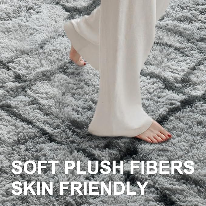 5x7 Ft Large Shag Rugs for Bedroom Living Room, Tie Dyed Ultra Soft Fluffy - Image 4