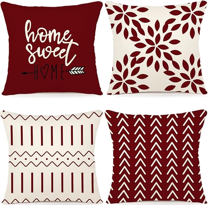 YCOLL Christmas Pillow Covers 18x18 Set of 4, Modern Sofa Throw Pillow Cover by PillowCoversExpert