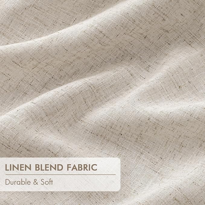 MIULEE Beige Pinch Pleated 100% Blackout Linen Curtains 40x102 Inches | Room - Image 6