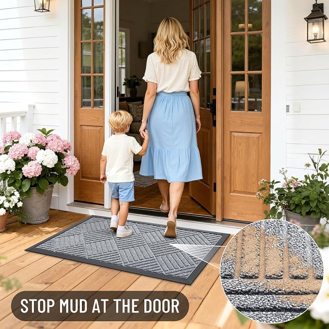 OLANLY Front Door Mat Outside Entrance 47x23, Heavy Duty Sturdy Natural Rubber - Image 6