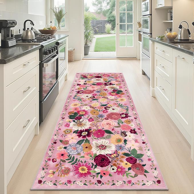 Pink Rug for Hallways Kitchen Rug 2x6, Non Slip Washable Rugs - Image 6