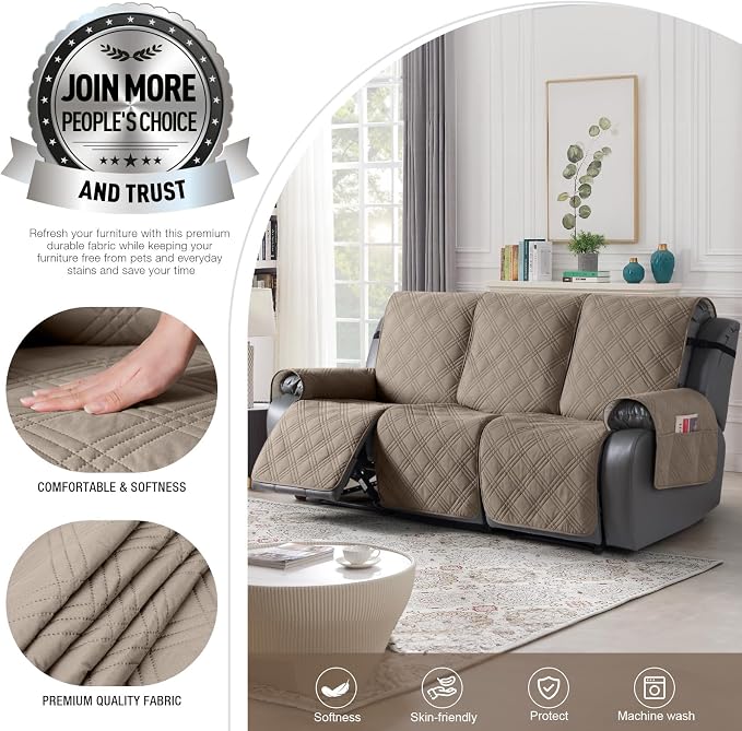 TAOCOCO 100% Waterproof Recliner Sofa Covers, Non Slip Split Couch Covers - Image 4