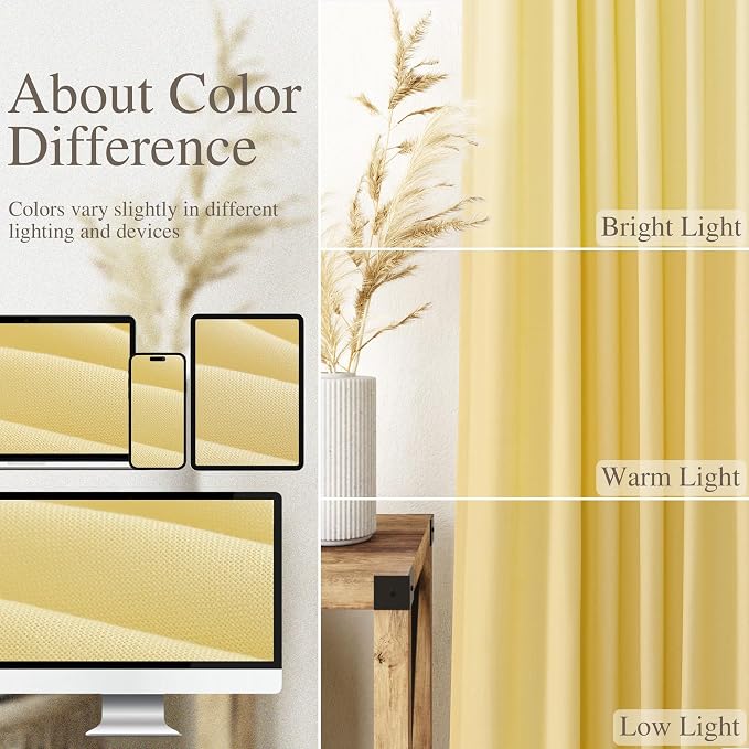 Nanspring Yellow Linen Boho Curtains - Image 4