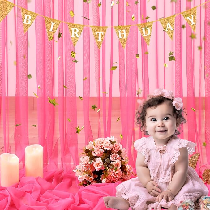 Hot Pink Tulle Backdrop Curtain - Image 6