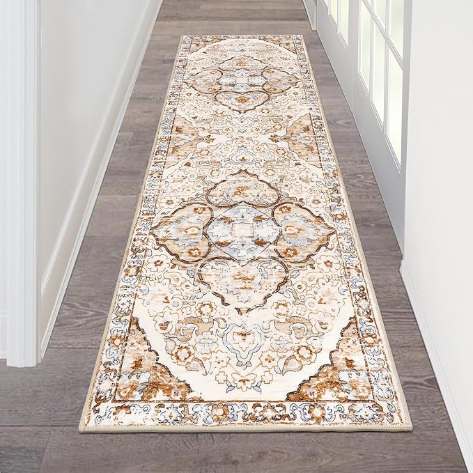 HEBE Hallway Runner Rug 2'x6' Washable Vintage Distressed Area Rugs Non Slip by HEBE