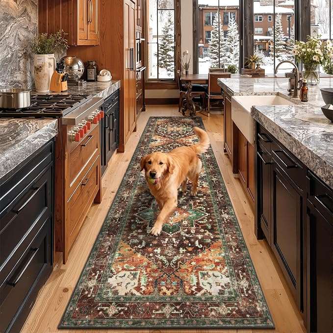 Yamaziot Washable Runner Rug, 3x12 Non-Slip Boho Vintage Hallway Rug Runner - Image 5