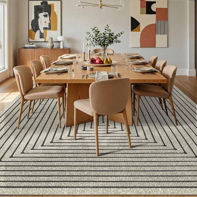 Latte&Fog 10x14 Area Rug for Living Room, Extra Large Beige Modern Abstract - Image 4