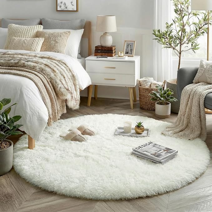 Amdrebio Ivory White Round Rug 4Ft - Image 2