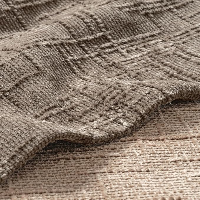 MIULEE Chenille Textured Euro Pillow Covers Taupe Grey 22x22 Set of 2 | Slubby - Image 2