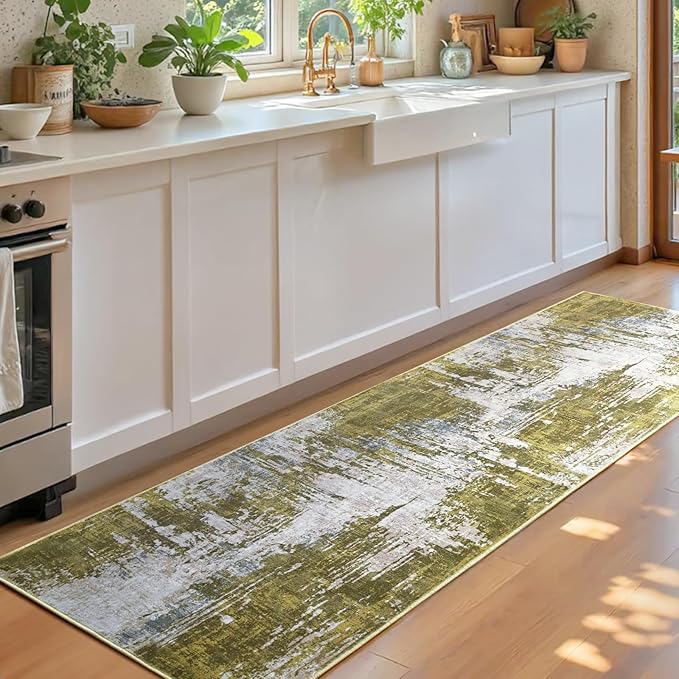 2x6 Sage Green Rug Runners for Hallways Kitchen Runner Rug Non Slip Washable - Image 2
