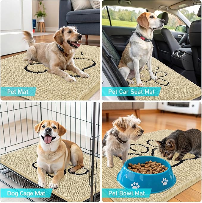 OLANLY Dog Door Mat for Muddy Paws 30x20, Paw Print Design, Absorbs Moisture - Image 7