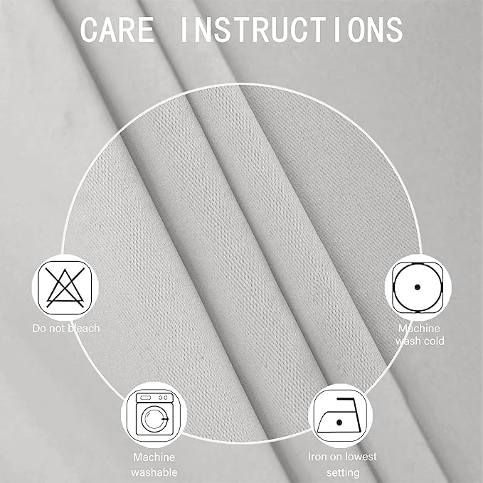 LEMOMO Blackout Curtains 52 x 45 inch/Light Grey Curtains Set of 2 - Image 4