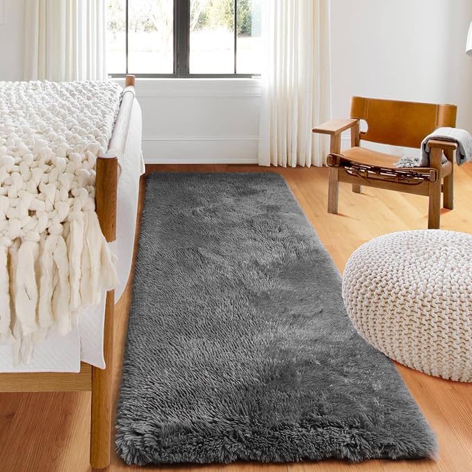 ONASAR 2x6 Grey Runner Rugs for Bedroom Living Room, Fluffy Bedside Hallway by ONASAR