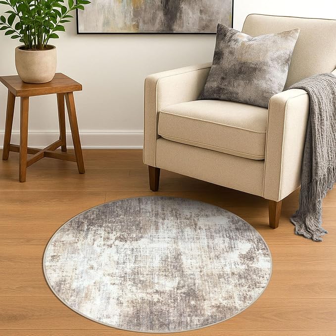 IOHOUZE Round Area Rug 3 Ft Circle Entryway Rugs Round Washable Door Mat Indoor - Image 2