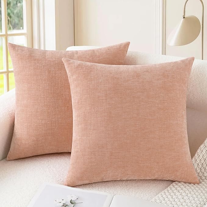 CaliTime Throw Pillow Covers Decorative 22 X 22 Inches Pack of 2 Cozy Chenille by CaliTime