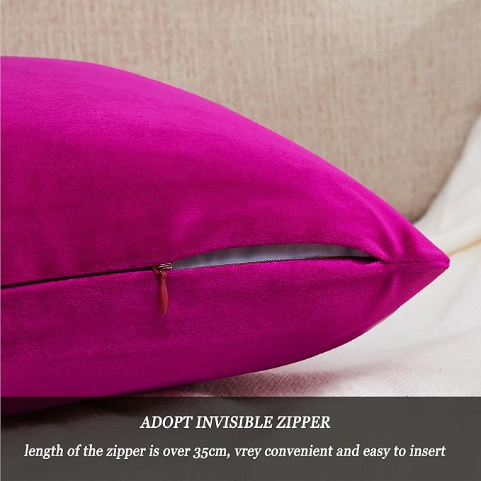 GIGIZAZA 18x18 Pillow Covers Set of 2 Velvet Throw Pillows Decorative Hot Pink - Image 5