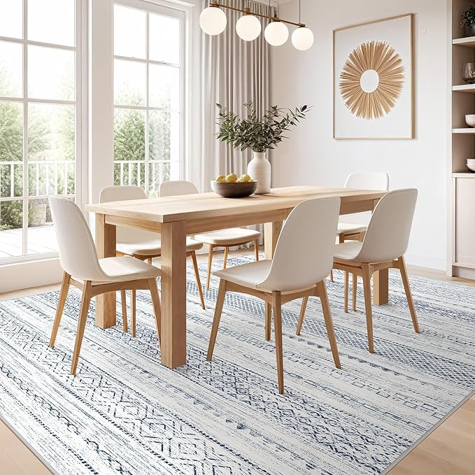 Nakagishi 8x10 Area Rugs Living Room: Washable Boho Large Neutral Soft - Image 4