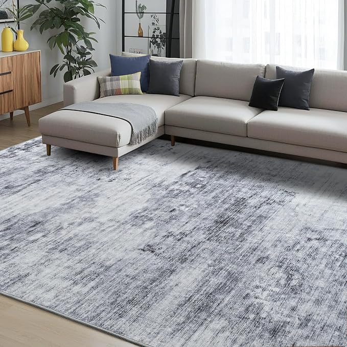 Toneed Abstract Area Rug 7x10 Modern Washable Rug Soft Non Slip Rug Low Pile - Image 3
