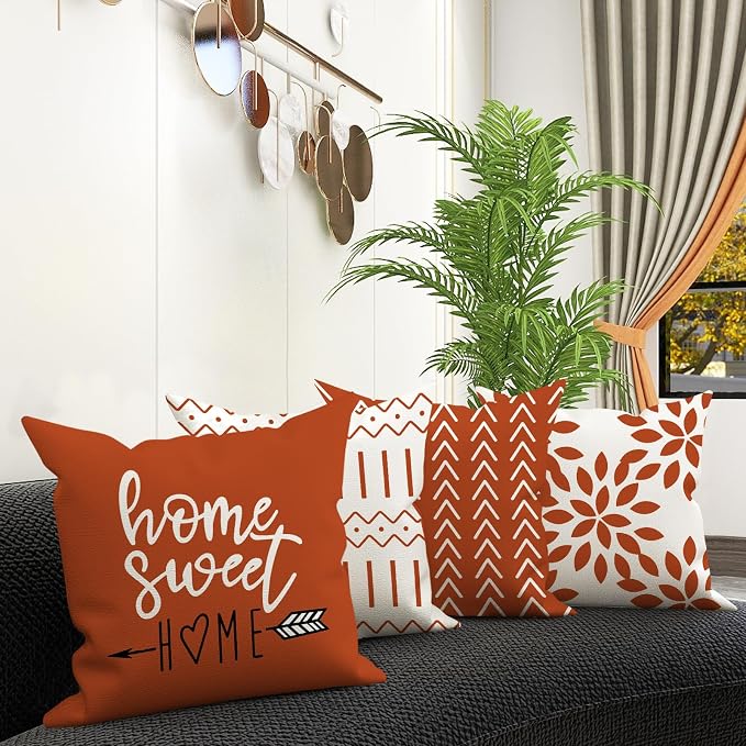 YCOLL Fall Pillow Covers 18x18 Set of 4, Modern Sofa Throw Pillow Cover - Image 3