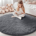 OLANLY Grey Round Rugs for Bedroom by OLANLY