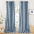 RYB HOME Linen Curtains 120 inches Long, Extra Long Floor Sweeping Semi Sheer by RYBHOME