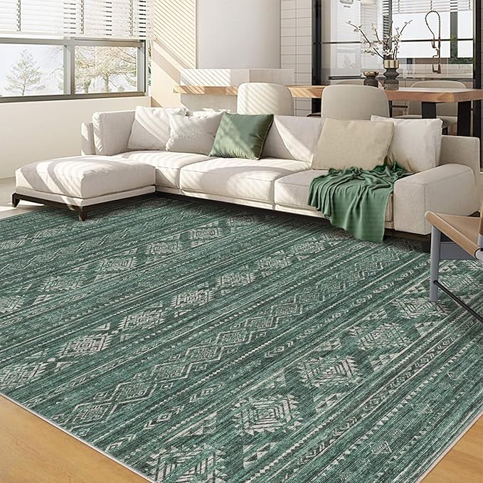 Nakagishi Green Rug Area Rugs 5x7: Washable Boho Large Neutral Modern Soft by NakagishiAreaRug