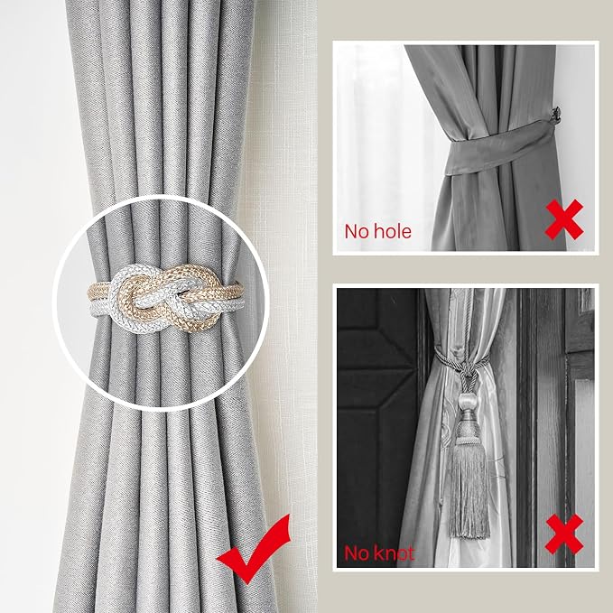 NICEEC 2 Pack Mini Magnetic Curtain Tiebacks Nordic Simple Style Drape Tie - Image 2