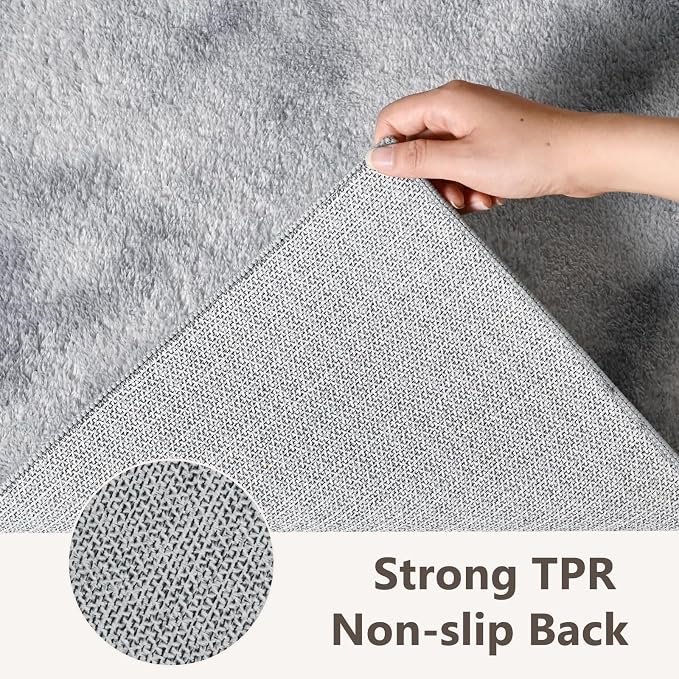 2x3 Tie-dye Light Grey Area Rug Washable Non-Slip - Image 6