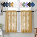 Simplebrand Gold Sheer Kitchen Curtains 36 Inch Length Tier Curtains 2 Panels by Simplebrand