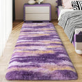 Soft Runner Rugs for Bedroom Hallways, 2x5 Abstract Purple Fluffy Shag Throw by Ailyei