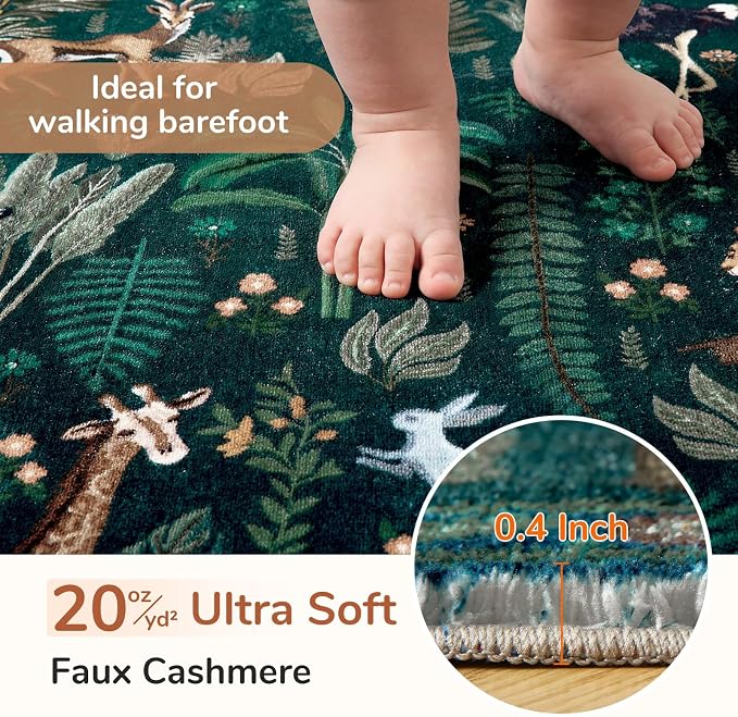 OPPODREAM Animal Soft Area Rugs 5x7, Washable Green Rug - Image 2