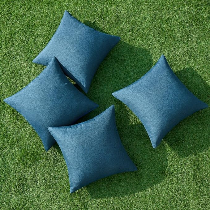 MIULEE Pack of 4 Decorative Outdoor Throw Pillow Covers Linen Waterproof Pillow - Image 4