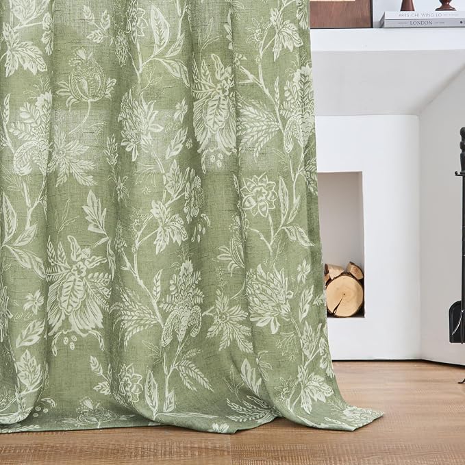 jinchan Linen Floral Curtains for Living Room - Image 9