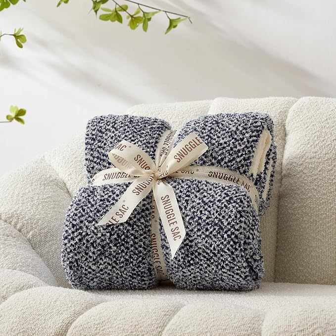 Snuggle Sac Super Soft & Reversible Heather Navy Throw - Image 4