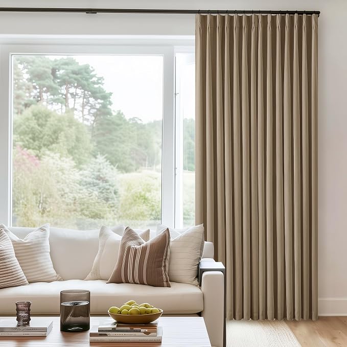 Light Brown Linen Blackout 120 Inch Curtains - Image 8