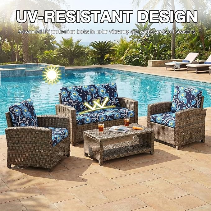 hyha 8Pcs Patio Cushion Covers, Stretch Outdoor Couch Cushion Covers Replacement - Image 6