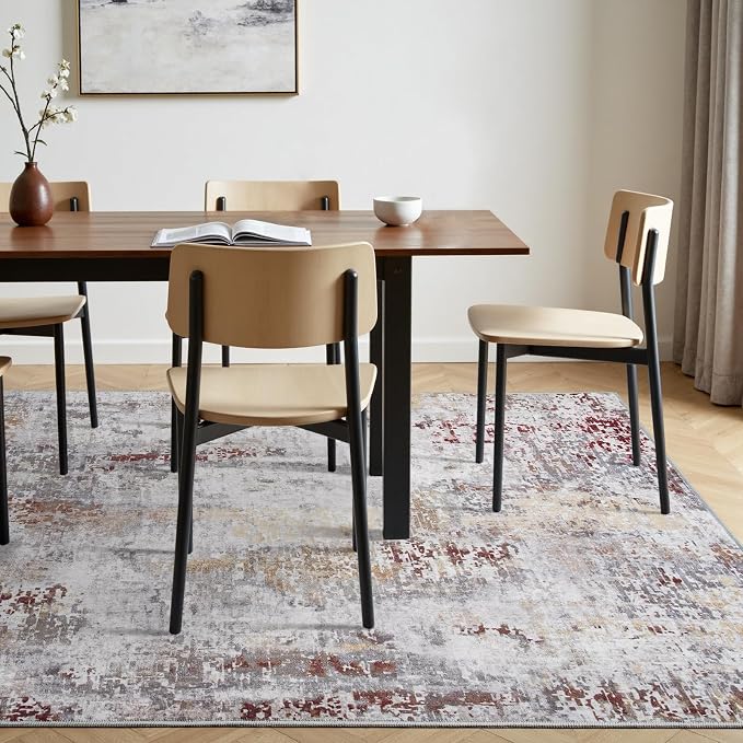 Toneed Abstract Area Rug 5x7 Modern Washable Rug Soft Non Slip Rug Low Pile - Image 4
