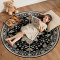 Area Rugs 4ft Washable Non-Slip, Floral Vintage Distress Print Pattern by RELEANY