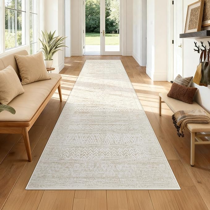 2x8 Washable Runner Rug: Moroccan Geometric Boho Rug Farmhouse Non Slip Stain by VECARF