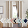 NICETOWN Cream Full Blackout Boho-Chic Linen Curtains 84 inch Long 2 Panels Set by NICETOWN